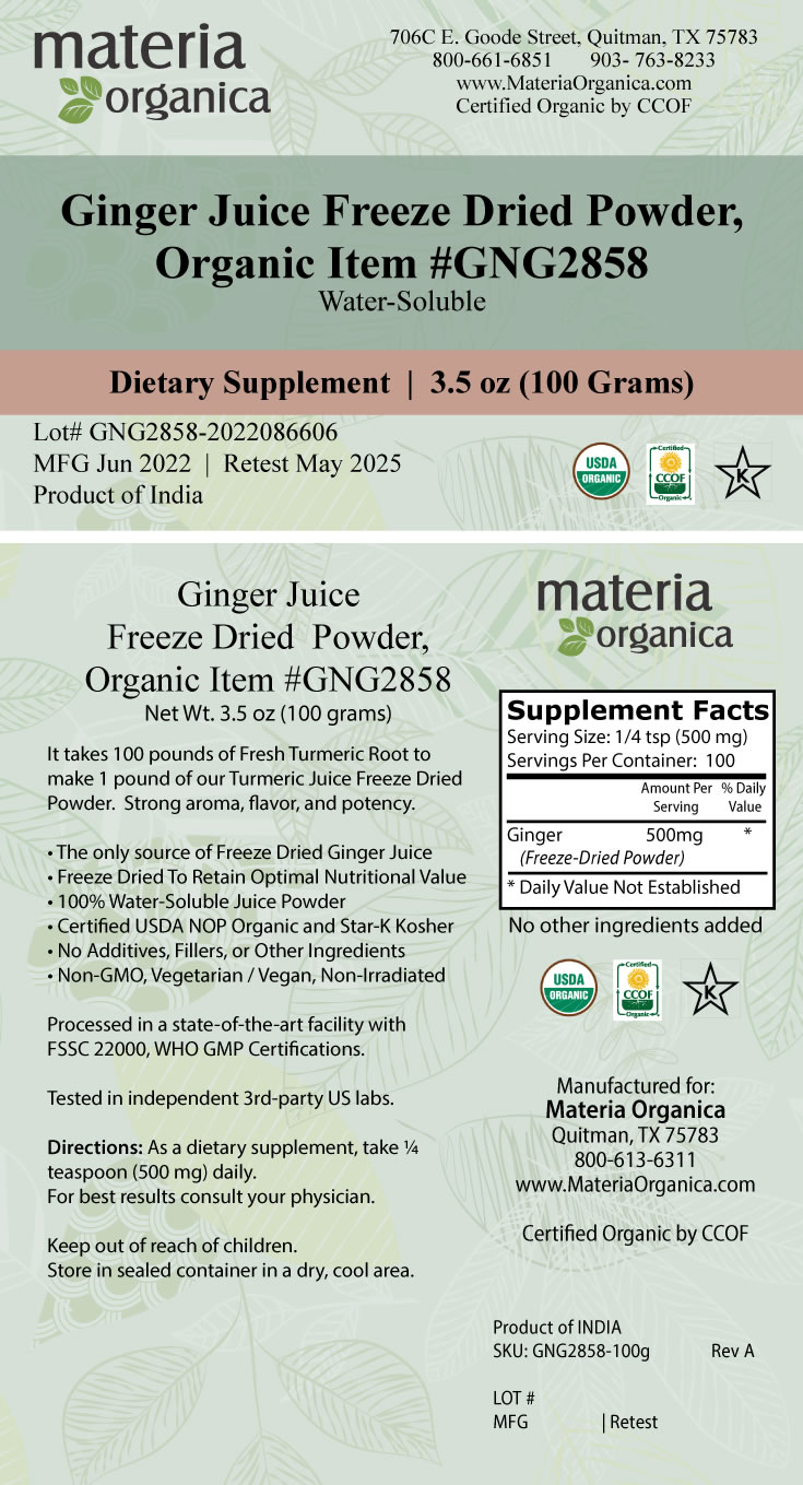 Ginger Juice Freeze Dried Powder, Organic Item # GNG30033 (3.5 oz / 100 g) - Image 2