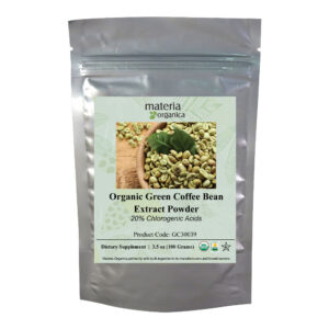 Green Coffee Extract Powder, 20% Chlorogenic Acids, Organic Item #GC30039 (100 g/3.5 oz)